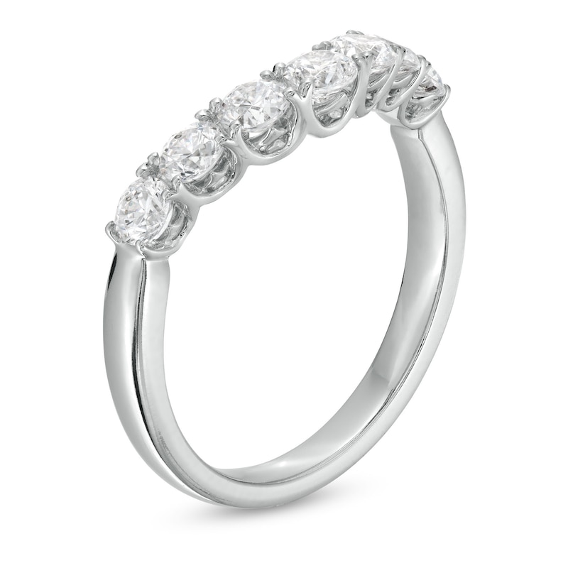 Main Image 3 of 1 CT. T.W. Certified Diamond Seven Stone Contour Band in 14K White Gold (I/SI2)