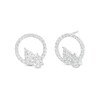 Thumbnail Image 0 of 3/4 CT. T.W. Pear-Shaped Multi-Diamond Duo Circle Drop Earrings in Sterling Silver