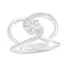 Thumbnail Image 0 of 1/3 CT. T.W. Multi-Diamond Double Bypass Loop Open Shank Ring in Sterling Silver