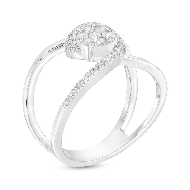 1/3 CT. T.W. Multi-Diamond Double Bypass Loop Open Shank Ring in Sterling Silver