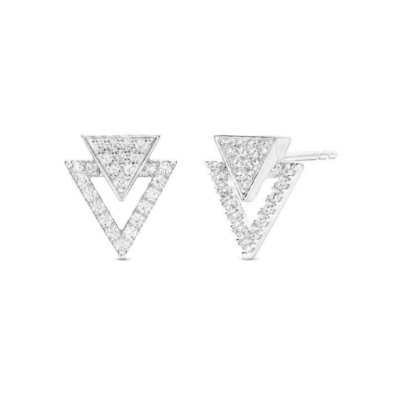 1/4 CT. T.W. Diamond Double Triangle Stud Earrings in 10K White Gold