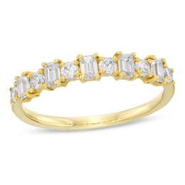 Alternating 3/4 CT. T.W. Emerald-Cut and Round Diamond Band in 14K Gold