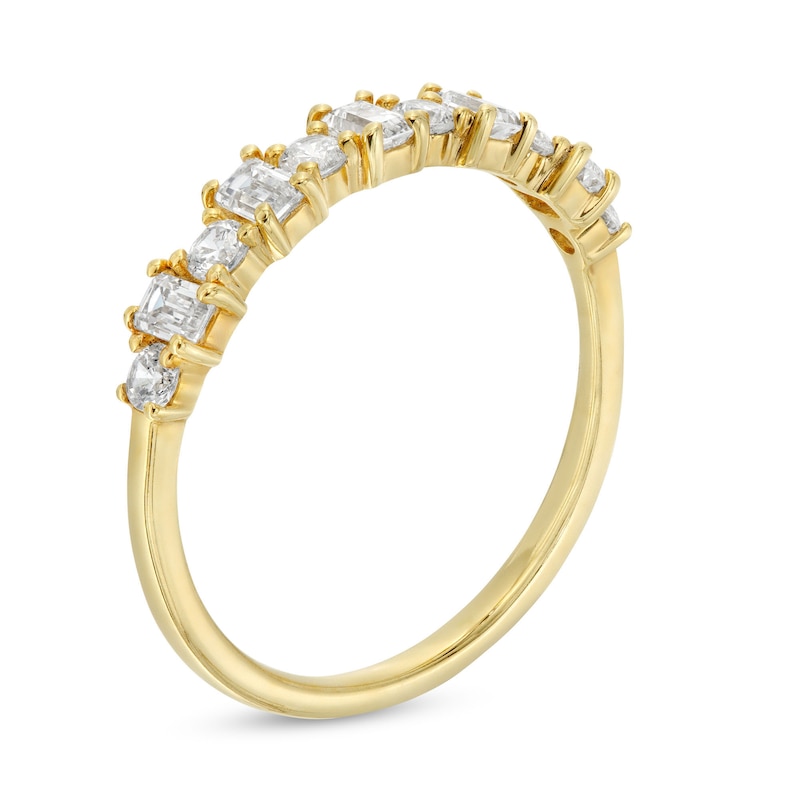 Main Image 3 of Alternating 3/4 CT. T.W. Emerald-Cut and Round Diamond Band in 14K Gold