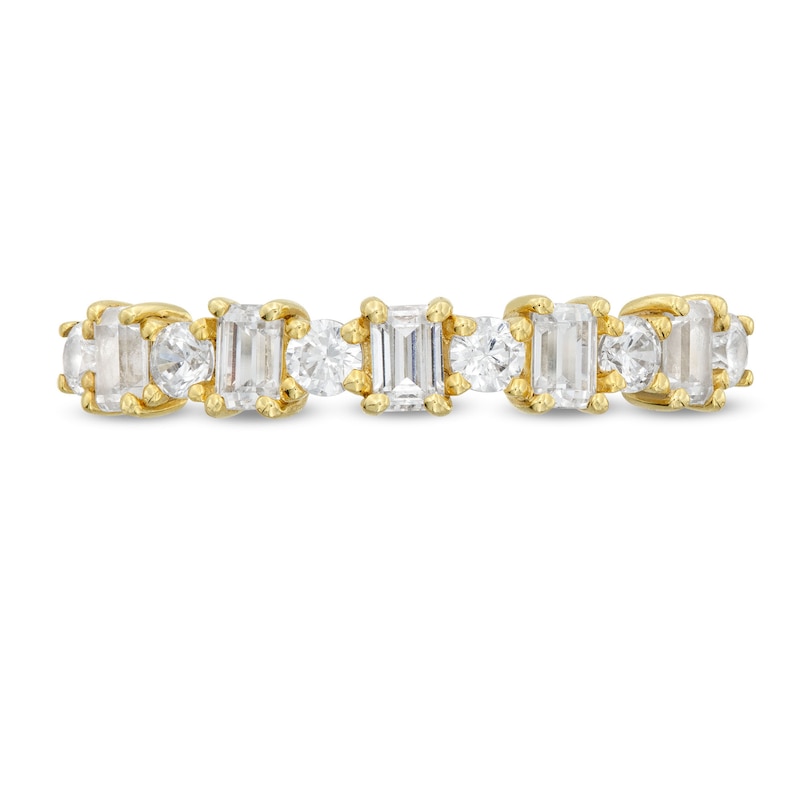 Main Image 4 of Alternating 3/4 CT. T.W. Emerald-Cut and Round Diamond Band in 14K Gold