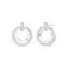 Thumbnail Image 1 of 1/3 CT. T.W. Diamond Circle Doorknocker Drop Earrings in Sterling Silver