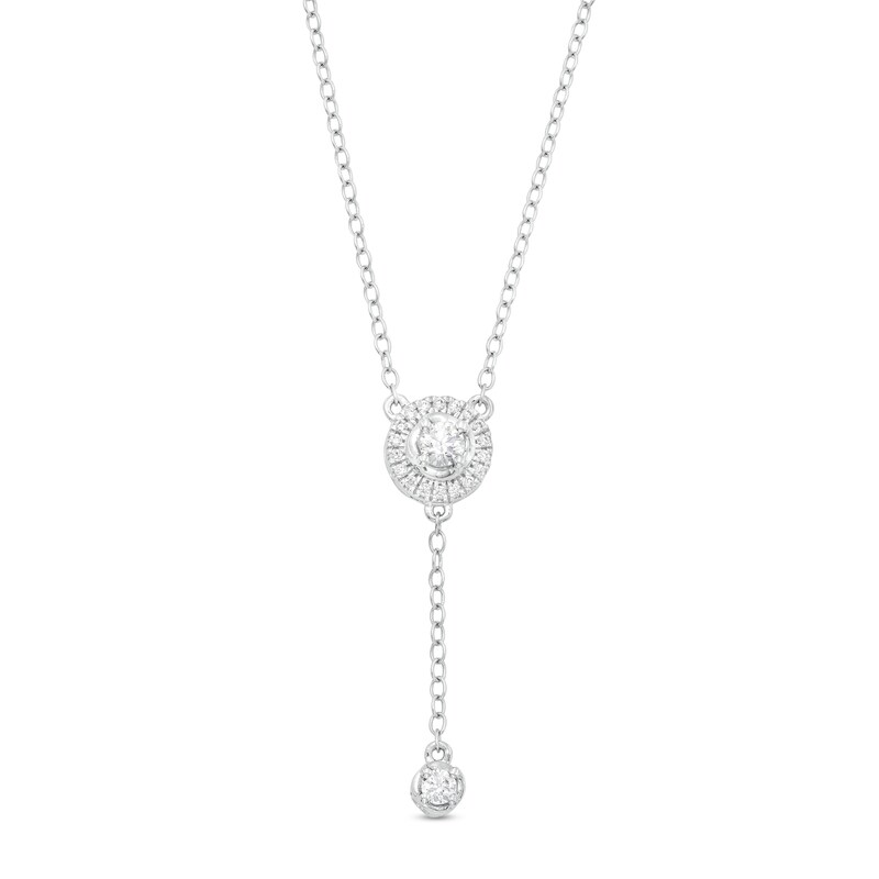 Main Image 1 of 1/4 CT. T.W. Diamond Circle Frame "Y" Necklace in Sterling Silver