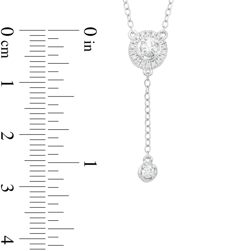 Main Image 3 of 1/4 CT. T.W. Diamond Circle Frame "Y" Necklace in Sterling Silver