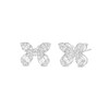 Thumbnail Image 1 of 3/4 CT. T.W. Baguette and Round Diamond Butterfly Stud Earrings in Sterling Silver