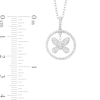Thumbnail Image 3 of 1/3 CT. T.W. Diamond Butterfly Dangle Circle Drop Pendant in Sterling Silver