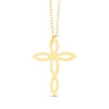 Thumbnail Image 1 of 1/6 CT. T.W. Diamond Twist Ribbon Cross Pendant in Sterling Silver with 14K Gold Plate