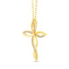 Thumbnail Image 3 of 1/6 CT. T.W. Diamond Twist Ribbon Cross Pendant in Sterling Silver with 14K Gold Plate