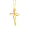 Thumbnail Image 4 of 1/6 CT. T.W. Diamond Twist Ribbon Cross Pendant in Sterling Silver with 14K Gold Plate