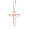 Thumbnail Image 1 of 1/6 CT. T.W. Diamond Twist Ribbon Cross Pendant in Sterling Silver with 14K Rose Gold Plate