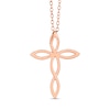 Thumbnail Image 2 of 1/6 CT. T.W. Diamond Twist Ribbon Cross Pendant in Sterling Silver with 14K Rose Gold Plate