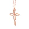 Thumbnail Image 4 of 1/6 CT. T.W. Diamond Twist Ribbon Cross Pendant in Sterling Silver with 14K Rose Gold Plate