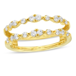 1/2 CT. T.W. Diamond Alternating Duos Solitaire Enhancer in 14K Gold