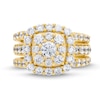 Thumbnail Image 3 of 3 CT. T.W. Cushion Multi-Diamond Frame Three Piece Bridal Set in 14K Gold