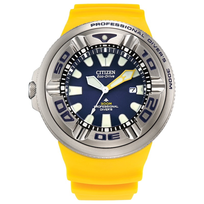 Main Image 1 of Men’s Citizen Eco-Drive® Promaster Sea Yellow Strap Watch with Blue Dial (Model: BJ8058-06L)