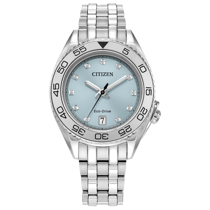 Main Image 1 of Ladies’ Citizen Eco-Drive® Sport Luxury Diamond Accent Watch with Light Blue Dial (Model: FE6161-54L)