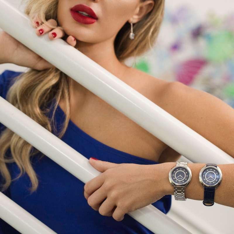 Main Image 5 of Ladies' Bulova Duality 1/8 CT. T.W. Diamond Interchangeable Bands Watch with Blue Dial (Model: 96X160)