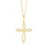 Thumbnail Image 2 of 1/4 CT. T.W. Diamond Pointed Loop Cross Drop Pendant in Sterling Silver with 14K Gold Plate