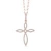 Thumbnail Image 1 of 1/4 CT. T.W. Diamond Pointed Loop Cross Drop Pendant in Sterling Silver with 14K Rose Gold Plate