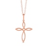 Thumbnail Image 2 of 1/4 CT. T.W. Diamond Pointed Loop Cross Drop Pendant in Sterling Silver with 14K Rose Gold Plate