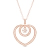 Thumbnail Image 0 of 1/2 CT. T.W. Diamond Disc Dangle Loop Circle and Heart Outline Drop Pendant in Sterling Silver with 14K Rose Gold Plate