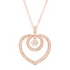 Thumbnail Image 0 of 1/2 CT. T.W. Diamond Disc Dangle Loop Circle and Heart Outline Drop Pendant in Sterling Silver with 14K Rose Gold Plate