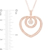 Thumbnail Image 2 of 1/2 CT. T.W. Diamond Disc Dangle Loop Circle and Heart Outline Drop Pendant in Sterling Silver with 14K Rose Gold Plate
