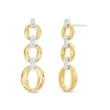 Thumbnail Image 1 of 1/10 CT. T.W. Diamond Oval Link Graduated Triple Drop Earrings in 10K Two-Tone Gold
