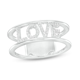 1/8 CT. T.W. Diamond "LOVE" Open Shank Ring in Sterling Silver