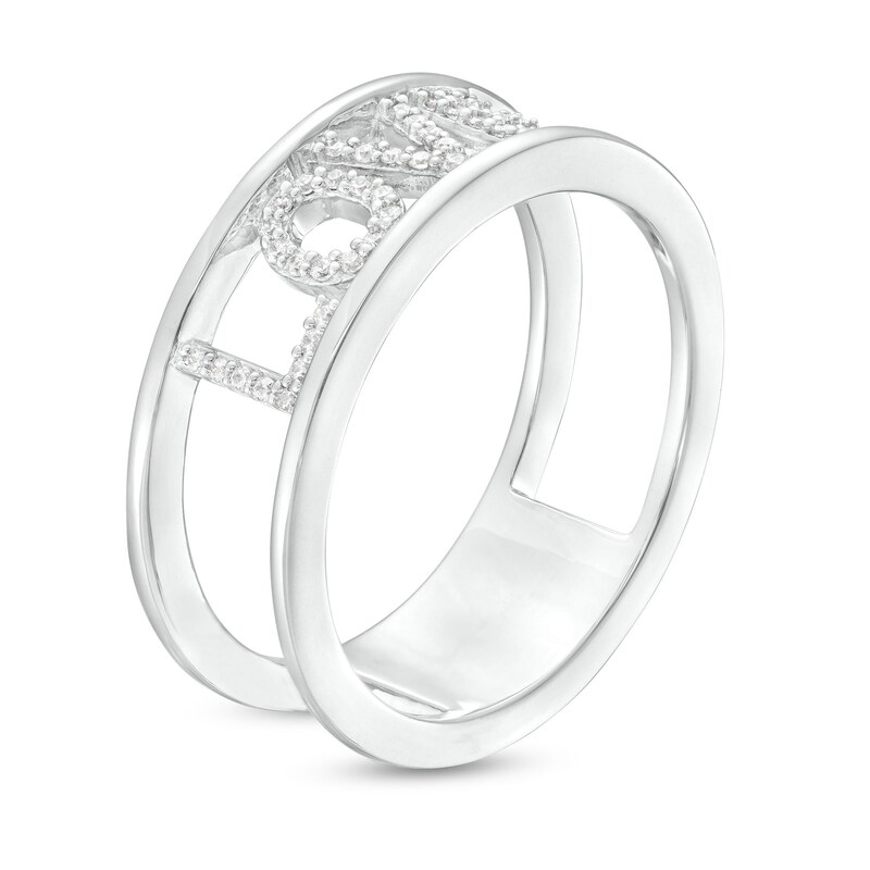Main Image 3 of 1/8 CT. T.W. Diamond "LOVE" Open Shank Ring in Sterling Silver