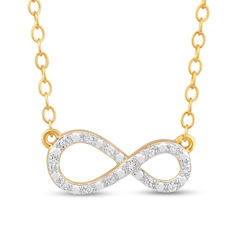 Main Image 1 of 1/20 CT. T.W. Diamond Infinity Loop Necklace in Sterling Silver with 14K Gold Plate