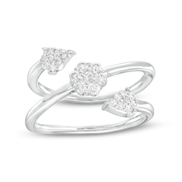 3/8 CT. T.W. Pear-Shaped and Round Multi-Diamond Bypass Wrap Ring in Sterling Silver