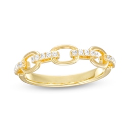 1/5 CT. T.W. Diamond Oval Chain Link Ring in 10K Gold