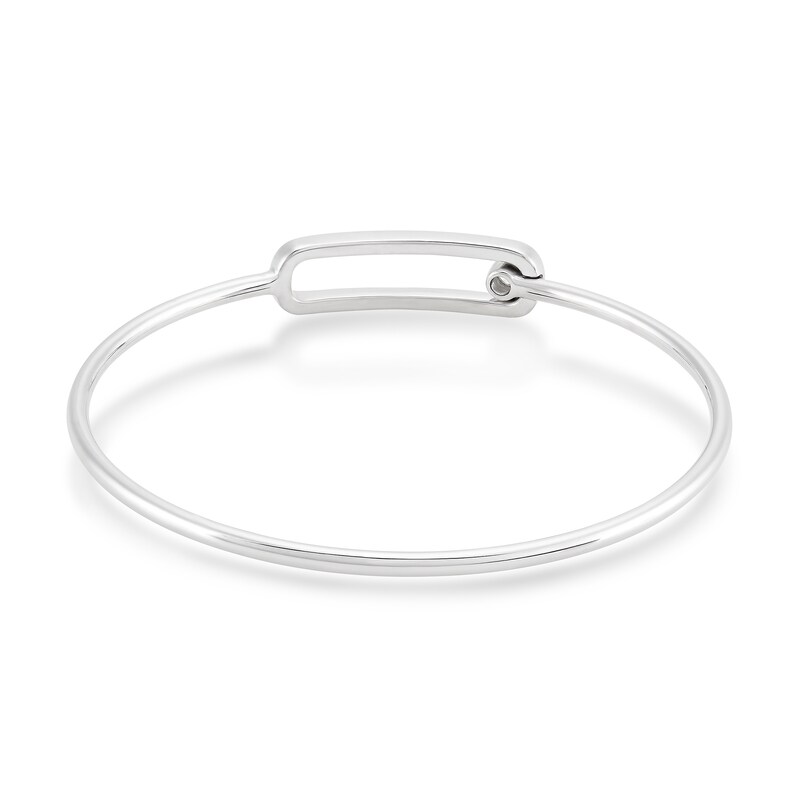 Main Image 2 of 1/10 CT. T.W. Diamond Solitaire Paper Clip Tube Slip-On Bangle in Sterling Silver