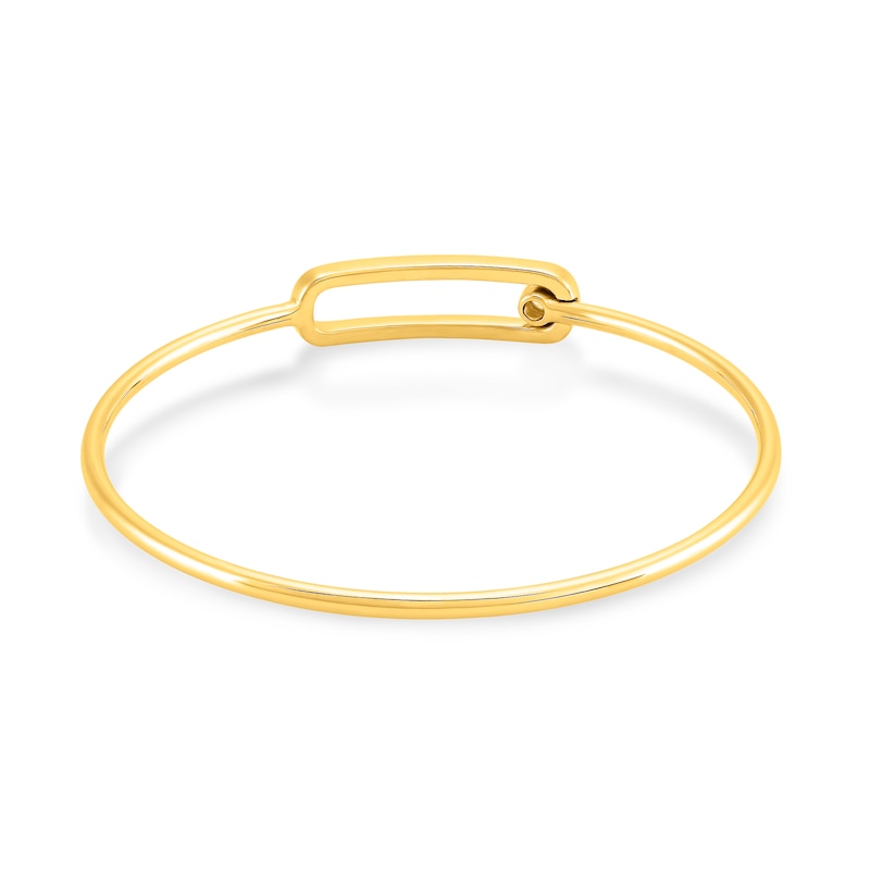 Main Image 2 of 1/10 CT. T.W. Diamond Solitaire Paper Clip Tube Slip-On Bangle in Sterling Silver with 14K Gold Plate - 7.5"