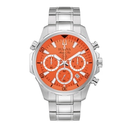 Men's Bulova Marine Star Chronograph Watch with Orange Dial (Model: 98B395)