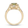 Thumbnail Image 3 of 7.0mm Peridot and 1/4 CT. T.W. Baguette and Round Diamond Cushion Frame Compass-Inspired Ring in 10K Gold