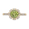 Thumbnail Image 4 of 7.0mm Peridot and 1/4 CT. T.W. Baguette and Round Diamond Cushion Frame Compass-Inspired Ring in 10K Gold
