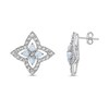 Thumbnail Image 2 of Pear-Shaped Lab-Created Opal and White Lab-Created Sapphire Petal Frame Quartet Floral Stud Earrings in Sterling Silver