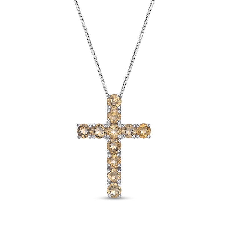 Main Image 1 of Citrine Cross Pendant in Sterling Silver