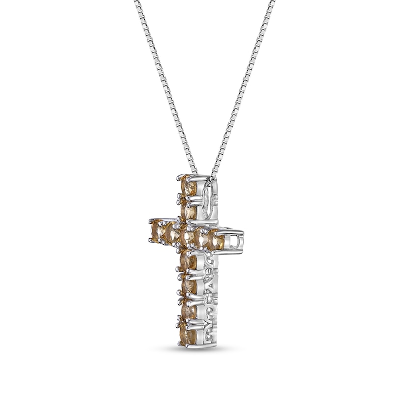 Citrine Cross Pendant in Sterling Silver