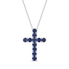 Thumbnail Image 1 of Blue Lab-Created Sapphire Cross Pendant in Sterling Silver