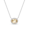 Thumbnail Image 1 of Sideways Oval Citrine and White Lab-Created Sapphire Frame Necklace in Sterling Silver
