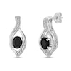 Thumbnail Image 1 of Oval Black Onyx and White Topaz Open Flame-Inspired Stud Earrings in Sterling Silver