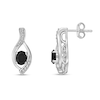 Thumbnail Image 2 of Oval Black Onyx and White Topaz Open Flame-Inspired Stud Earrings in Sterling Silver