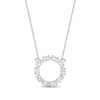 Thumbnail Image 1 of Oval White Lab-Created Sapphire Circle Necklace in Sterling Silver