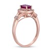 Thumbnail Image 2 of Oval Ruby and 1/10 CT. T.W. Diamond Duo Station Frame Collar Split Shank Ring in 10K Rose Gold